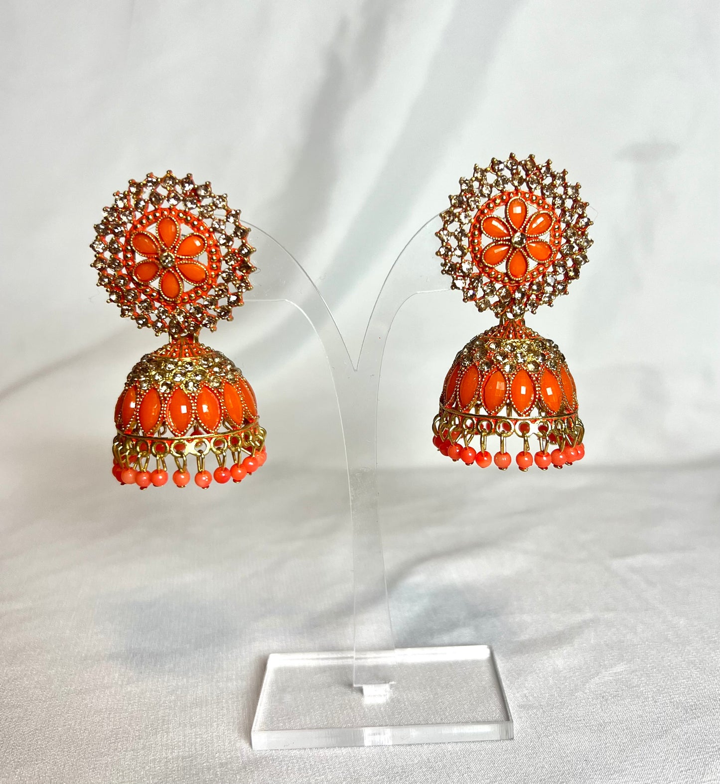 Sabah Jhumka Earrings - Orange