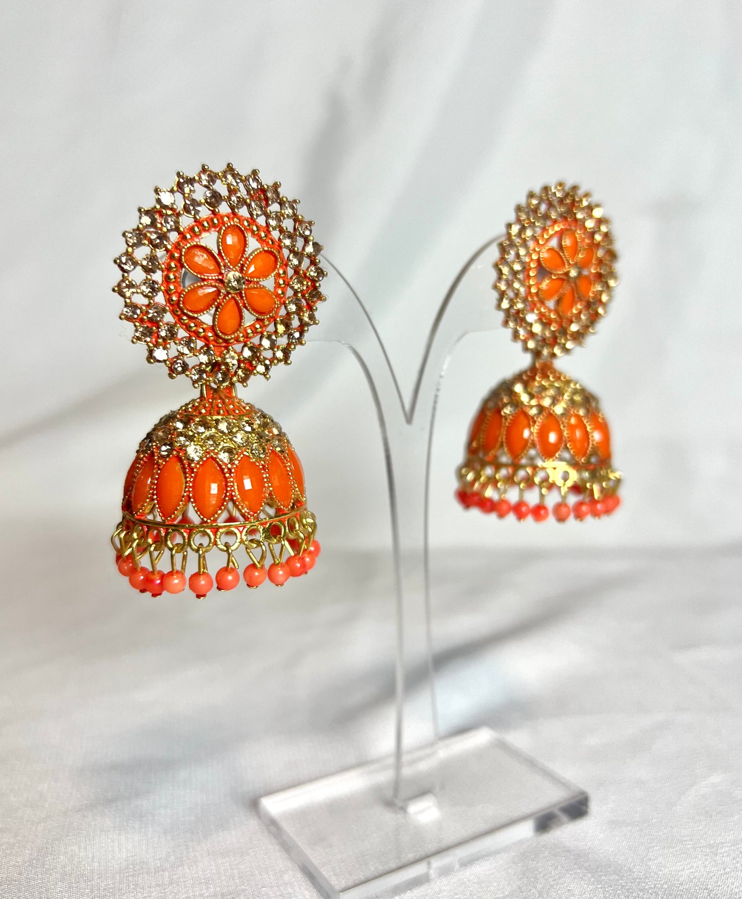 Sabah Jhumka Earrings - Orange