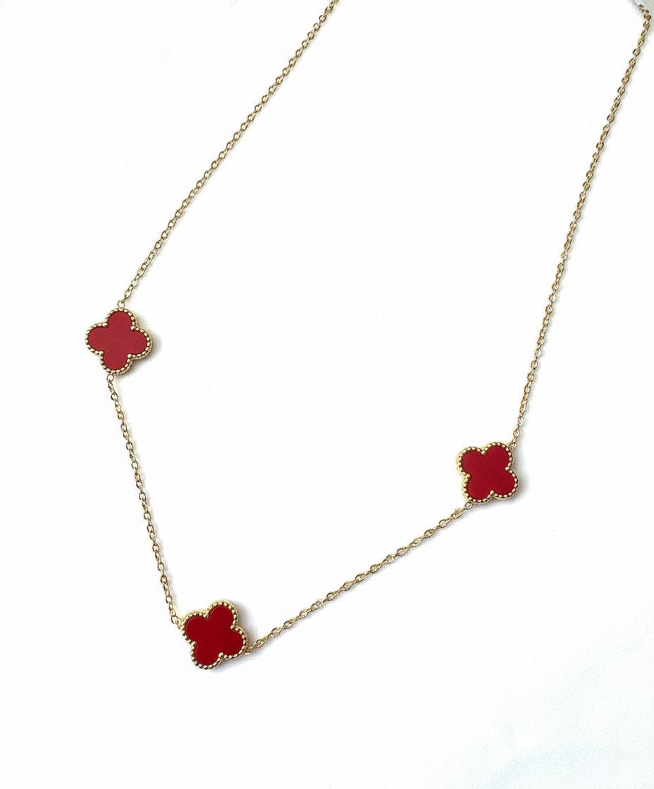 Triple Lucky Necklace - Red