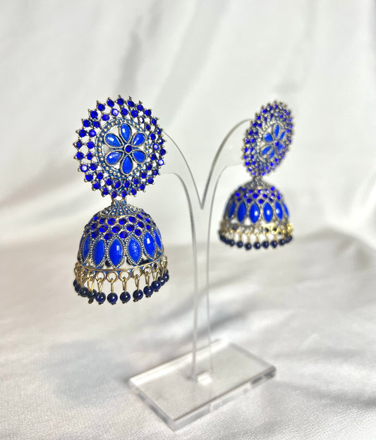 Sabah Jhumka Earrings - Navy