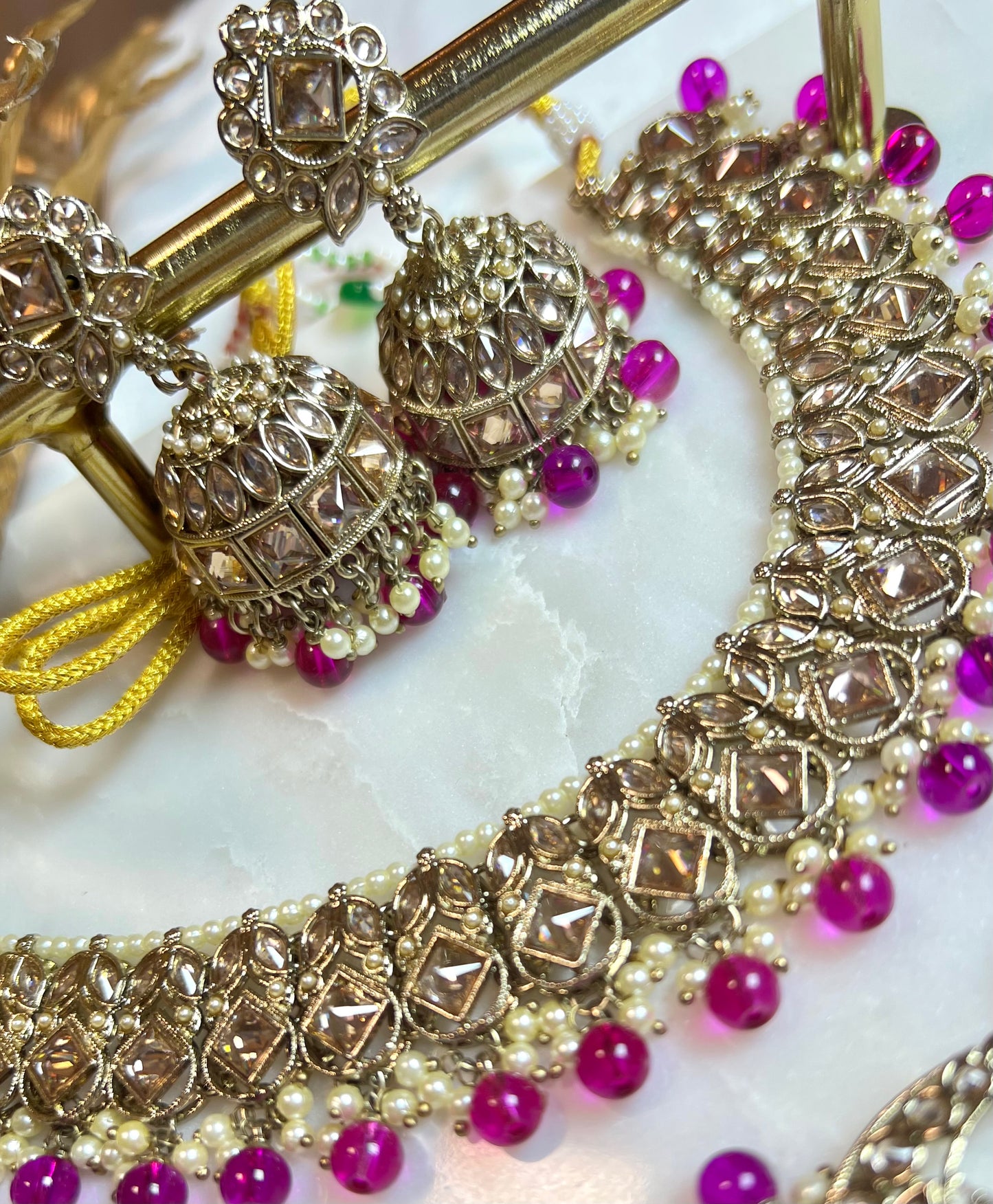 Jhumka Necklaceset - Purple