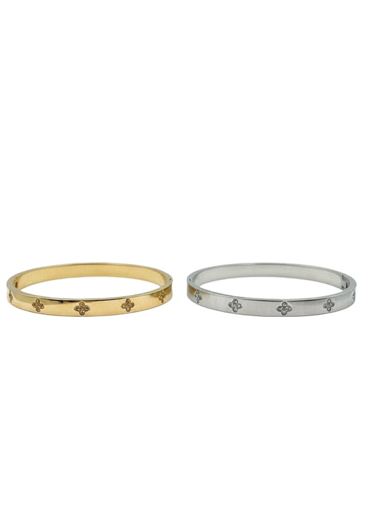 Leaf Bracelet with Zirconia Stones - Silver