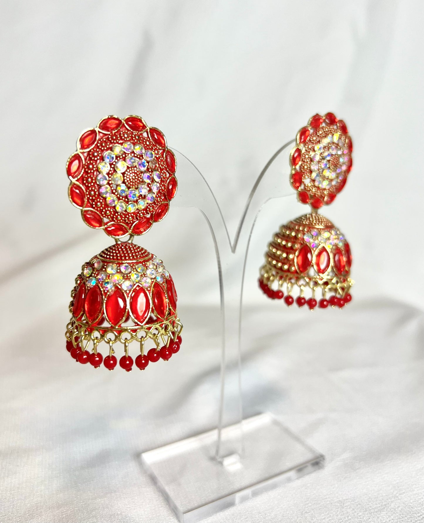 Sabah Jhumka Earrings - Red