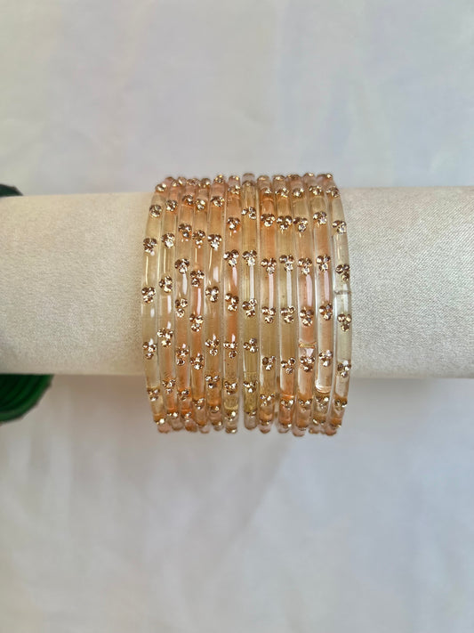Glass Bangles - Peach