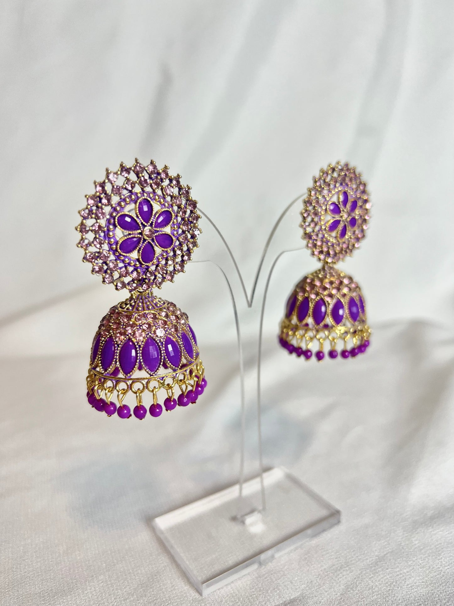 Sabah Jhumka Earrings - Purple