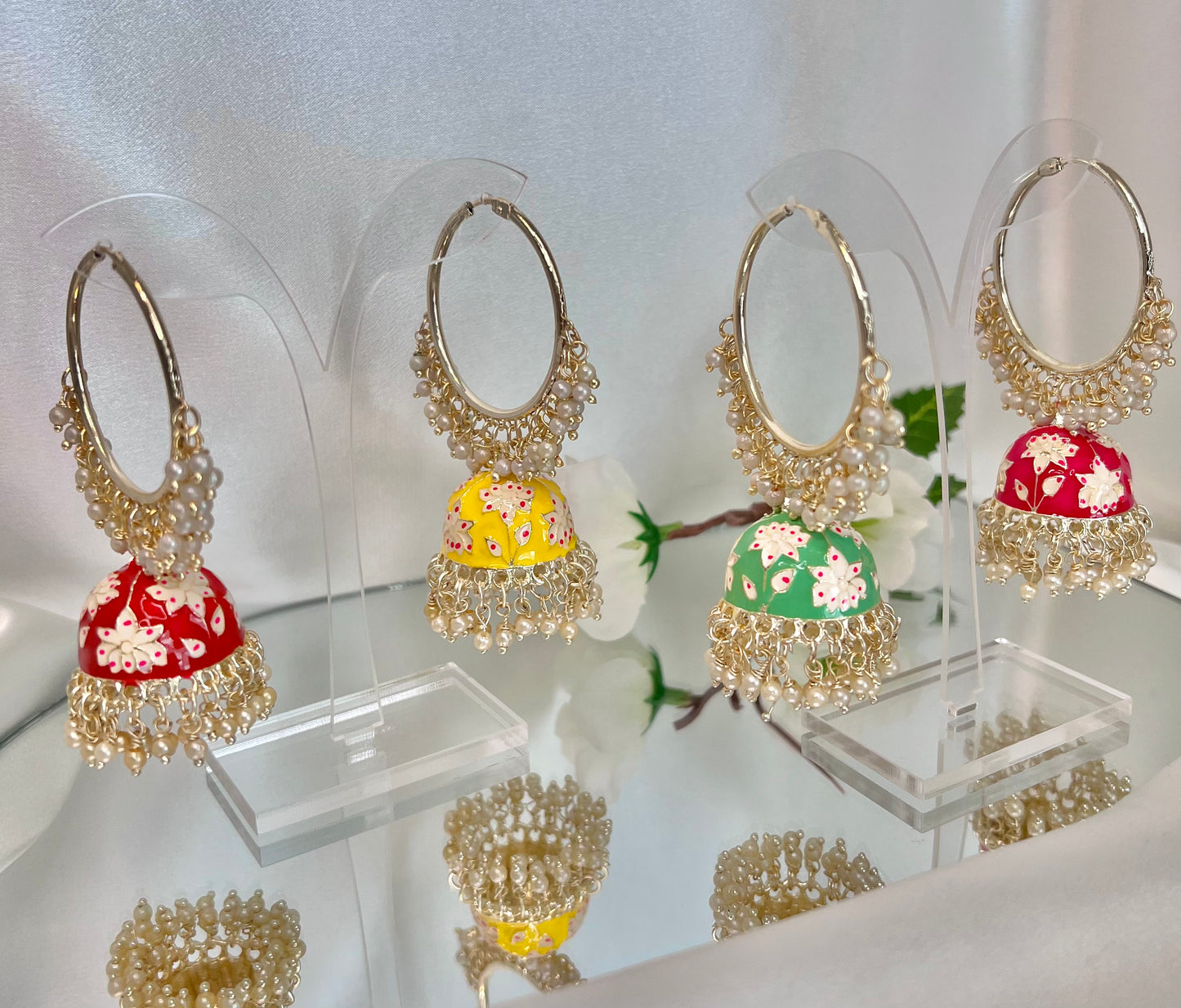 Meenakari jhumka earrings