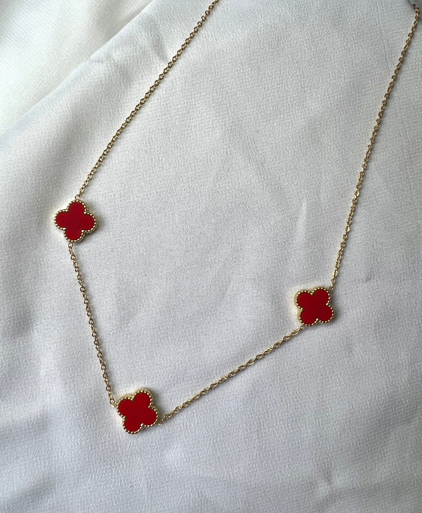 Triple Lucky Necklace - Red