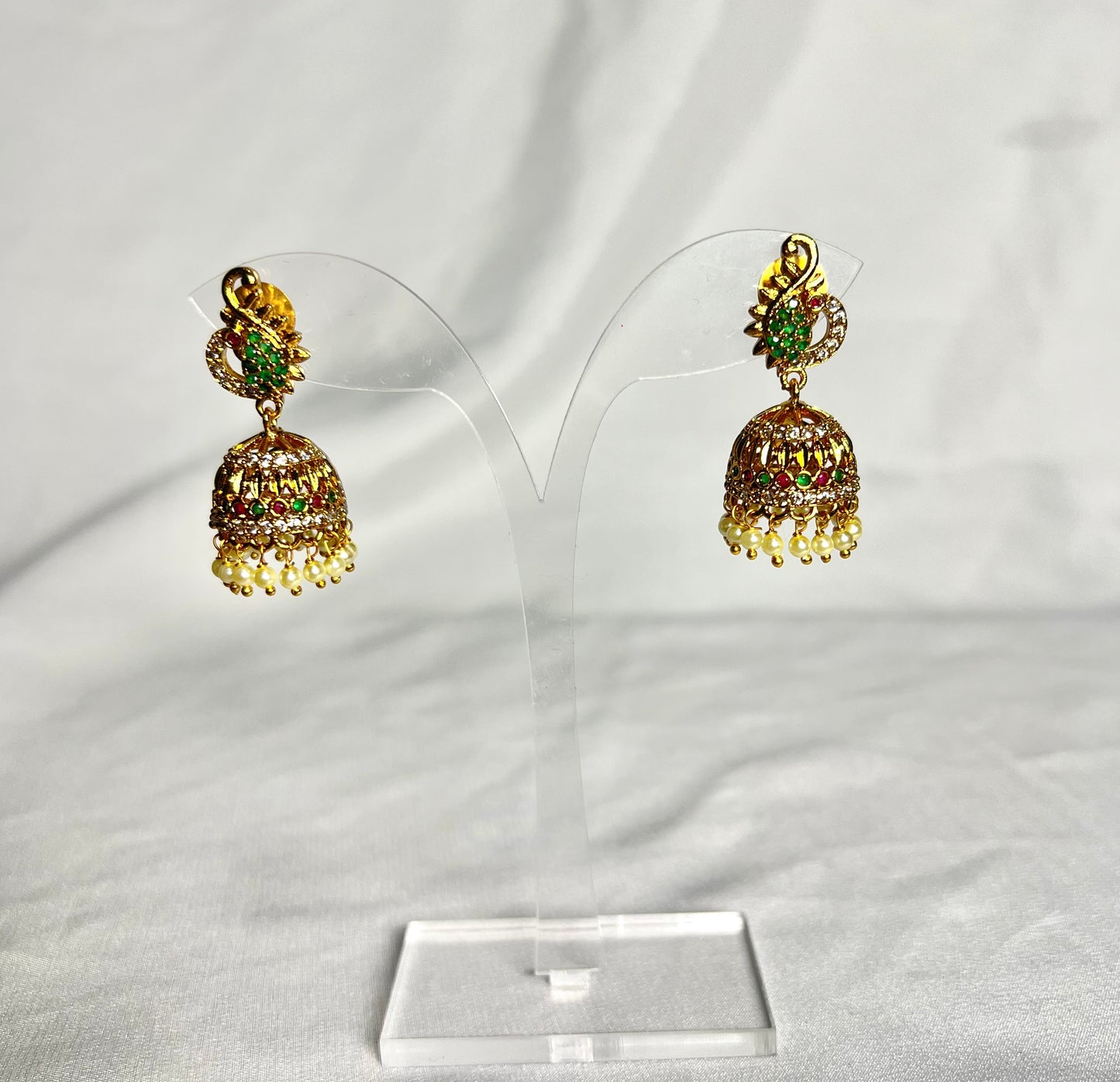 Peacock Jhumka Earrings - Golden