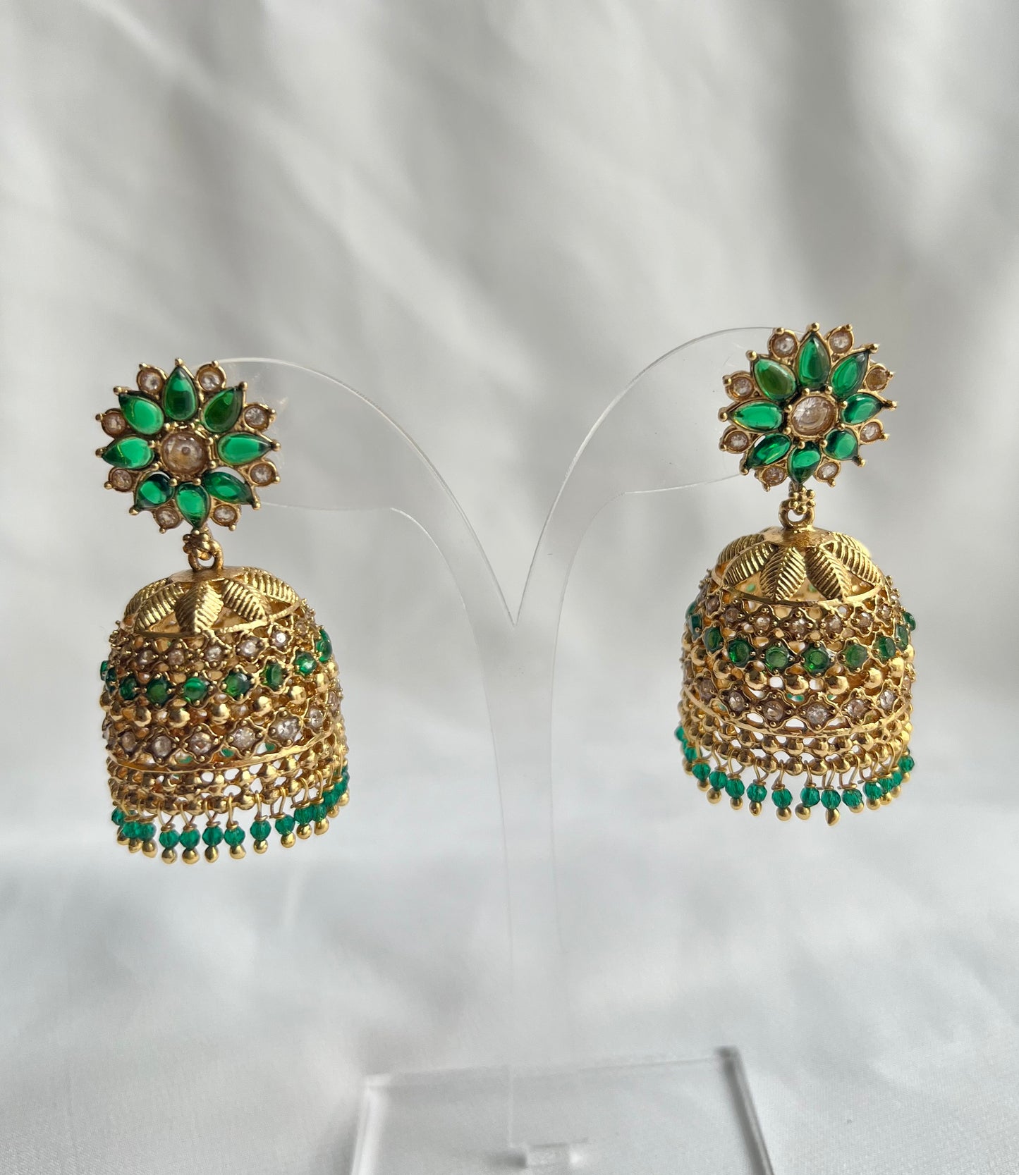 Mannat Jhumka Earrings - Green