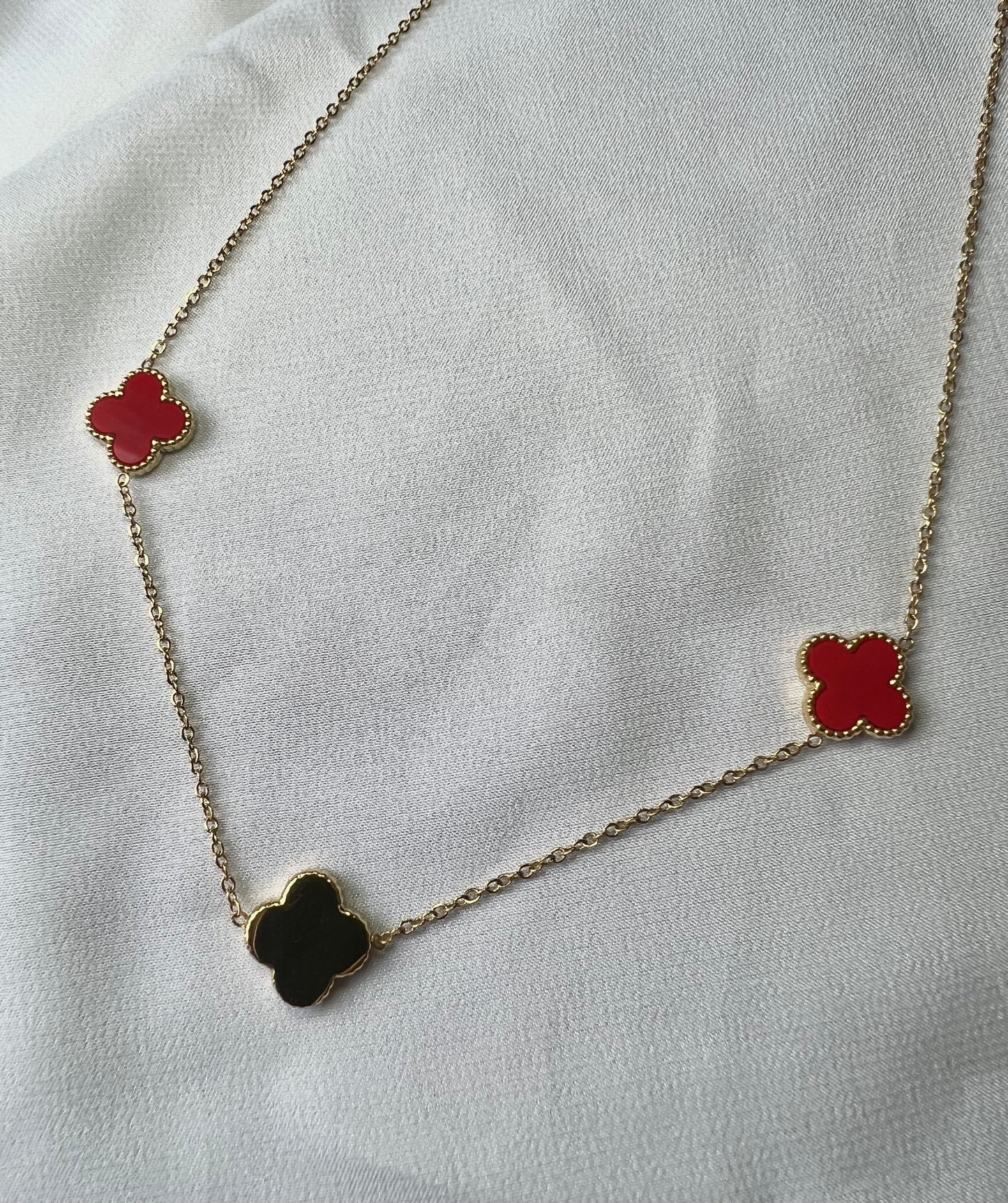 Triple Lucky Necklace - Red