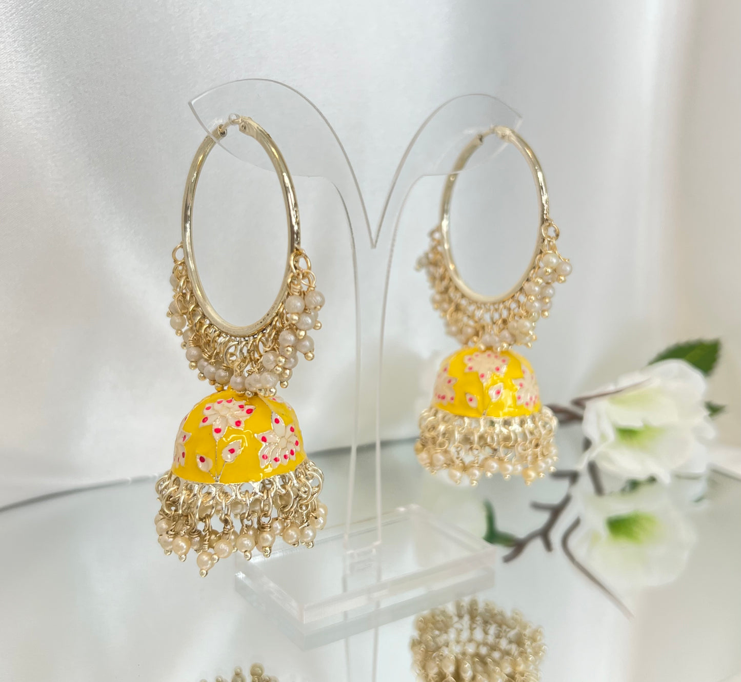 Meenakari jhumka earrings