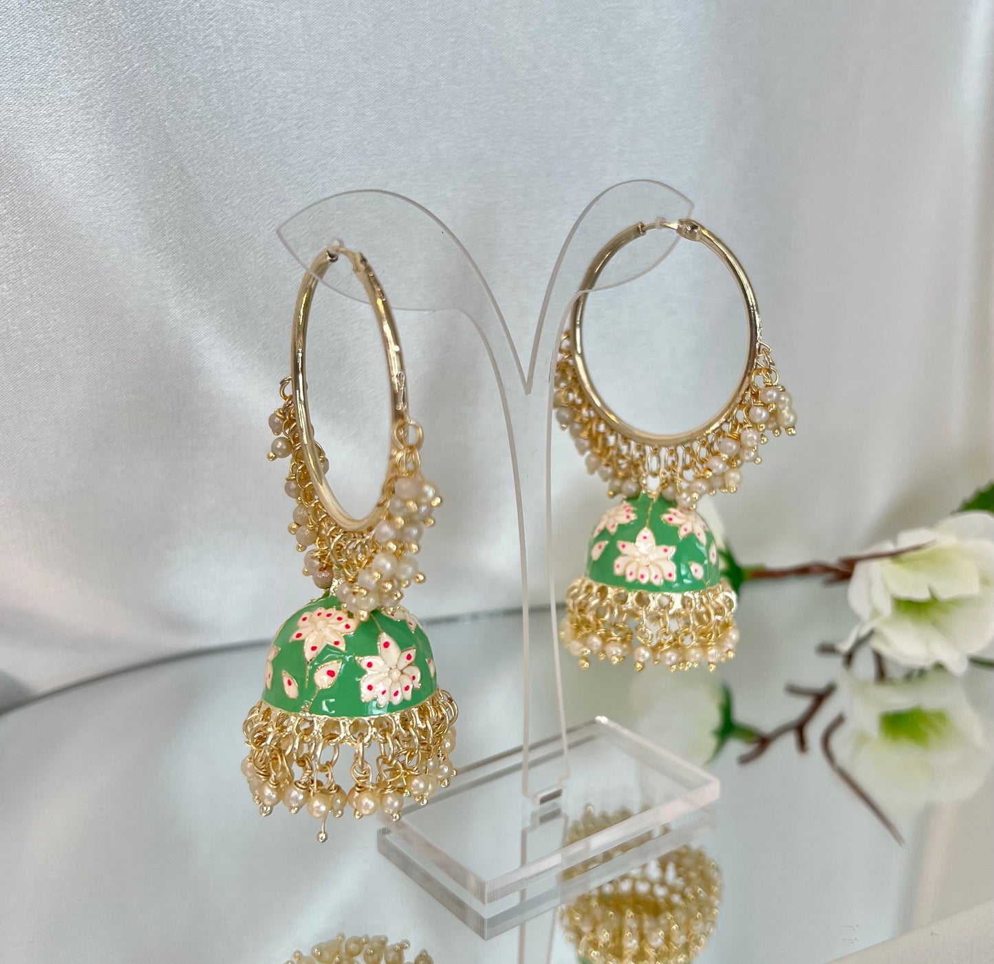 Meenakari jhumka earrings