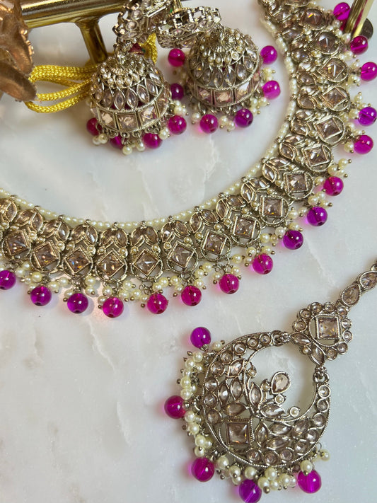 Jhumka Necklaceset - Purple