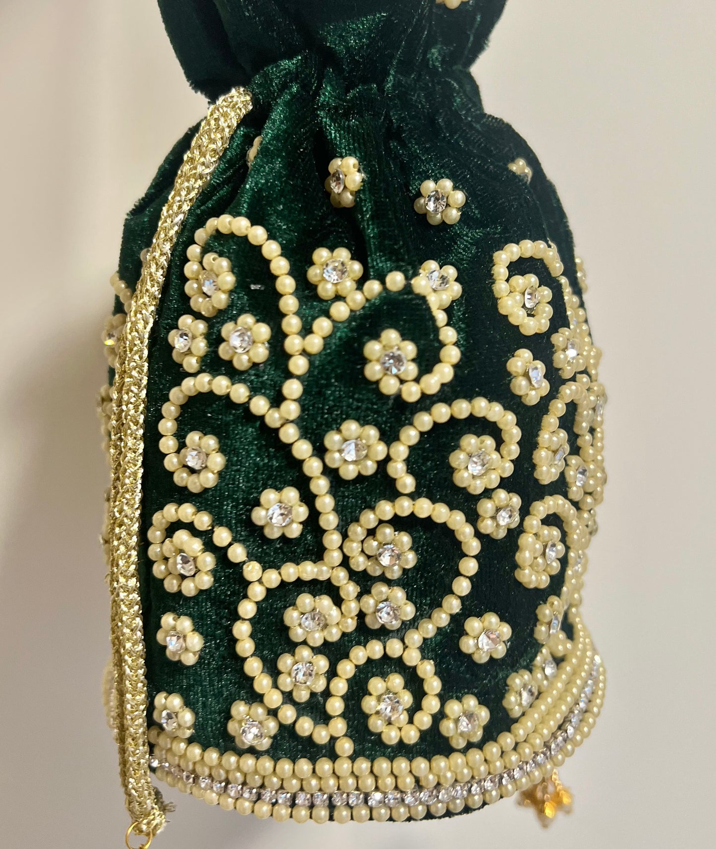 Potli Bag - Emerald flower