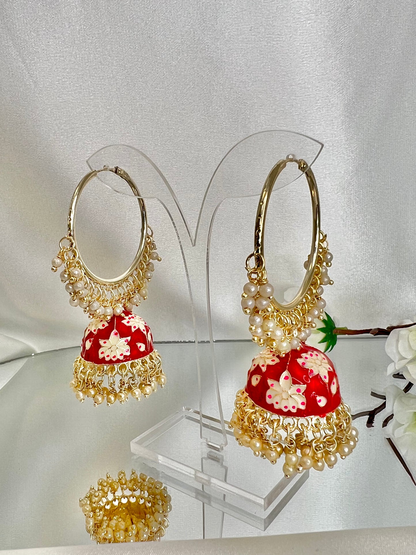 Meenakari jhumka earrings