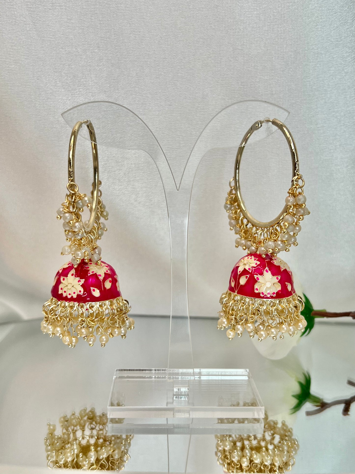 Meenakari jhumka earrings