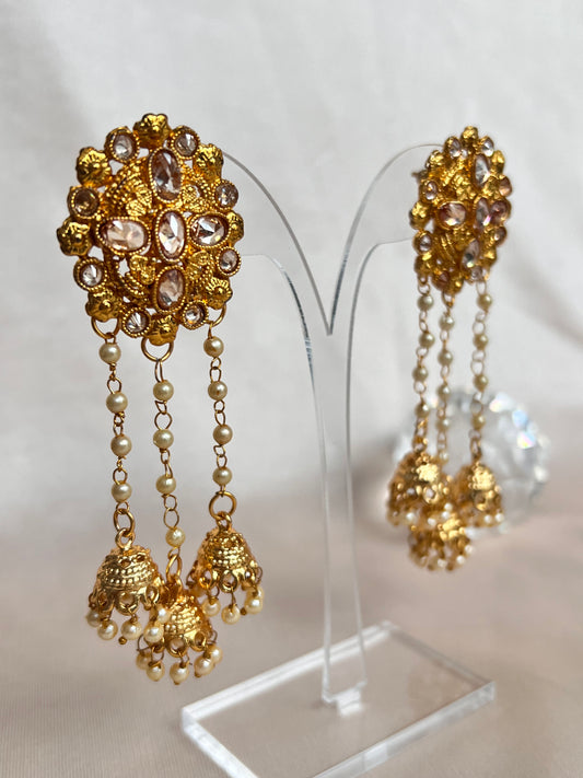 Golden Jhumka earrings