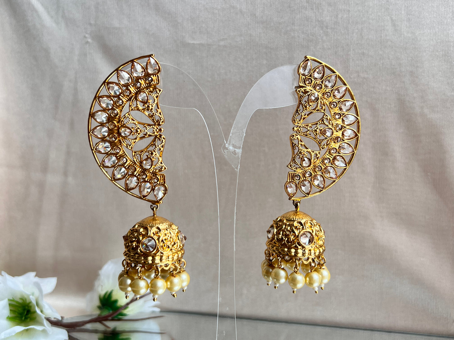 Halbmond Jhumka Ohrringe