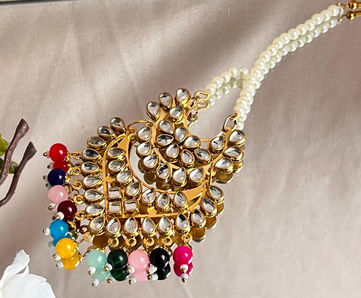 Multi Color Kundan Tikka Set