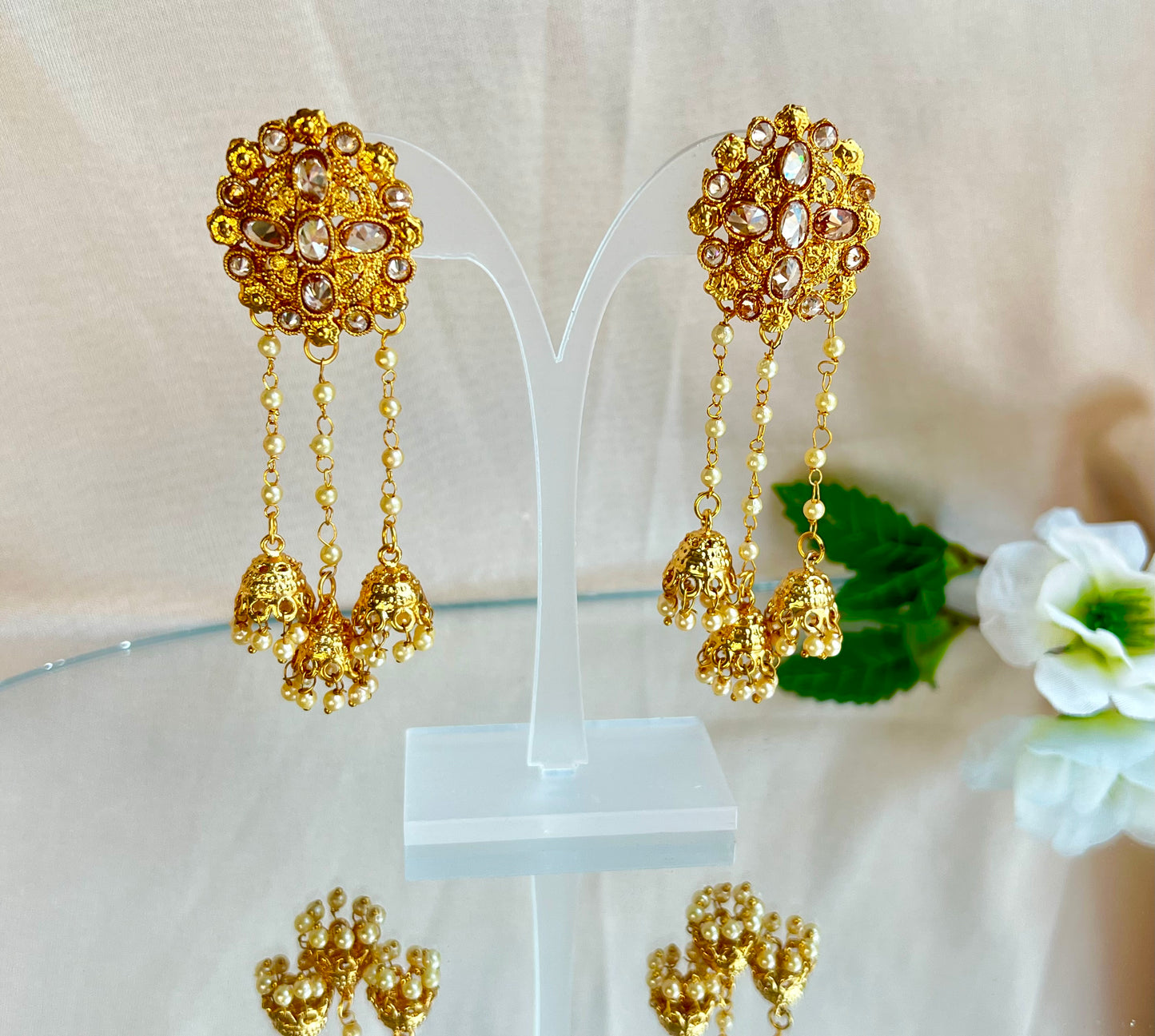 Golden Jhumka earrings