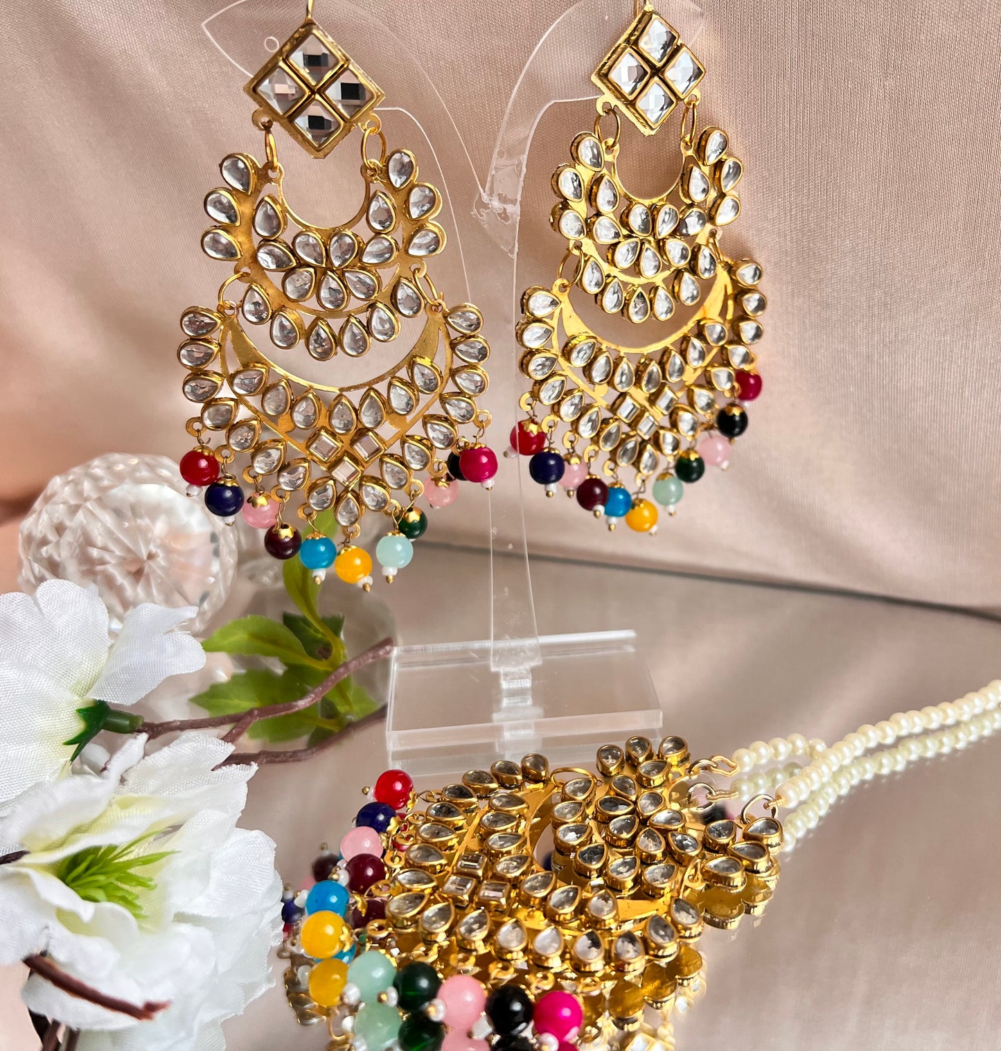 Multi Color Kundan Tikka Set