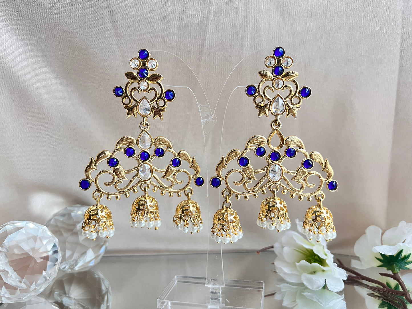 Jhumka Earrings - Navy Blue